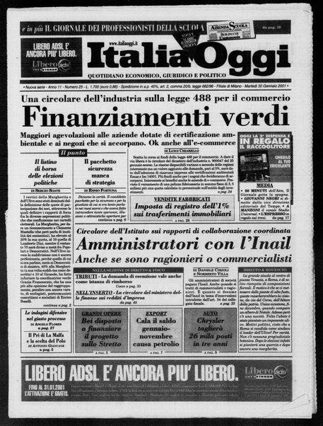 Italia oggi : quotidiano di economia finanza e politica